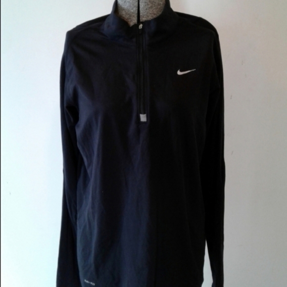 Nike Plus+ Fit Dry Long Sleeve Black 1/4 Zip Running Golf Shirt sz M sweatshirt - Picture 4 of 6